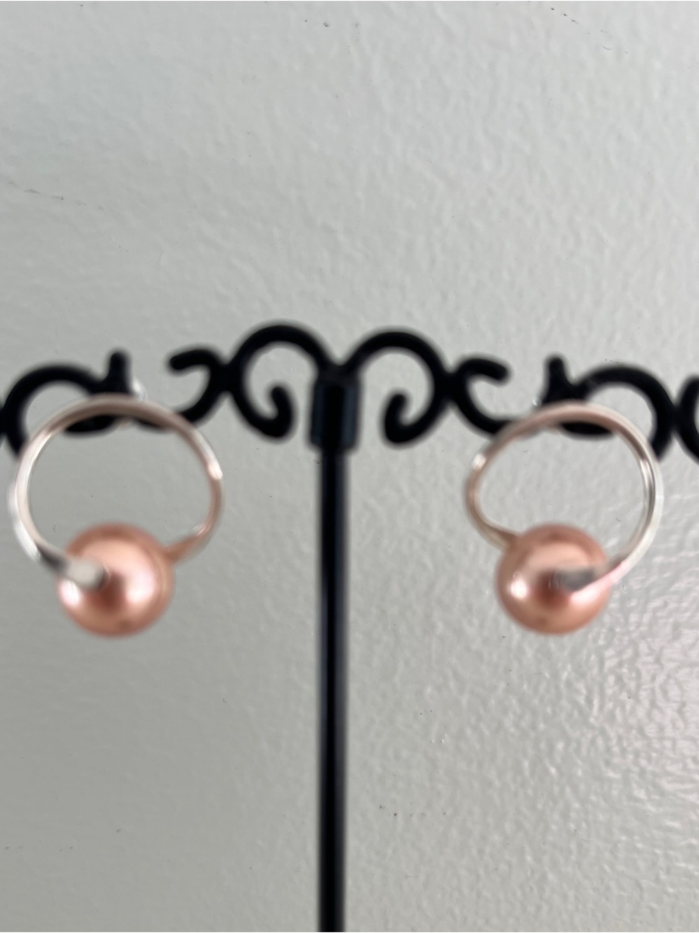 Rose Gold Pearl Hoop Earrings - Women's Jewelry